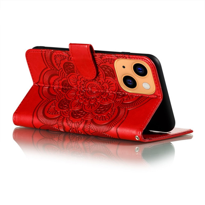 Housse iPhone 13 mini Mandala Floral Portefeuille Support Modèle 2