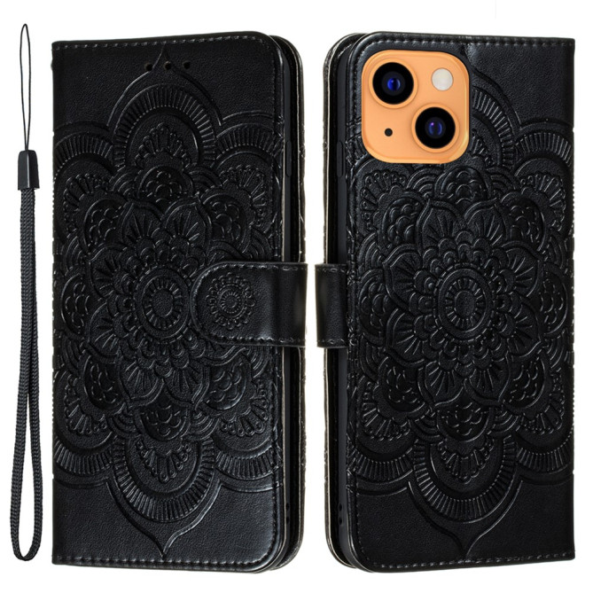 Housse iPhone 13 mini Mandala Floral Portefeuille Support Modèle 2