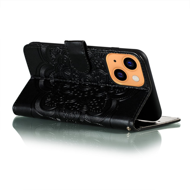 Housse iPhone 13 mini Mandala Floral Portefeuille Support Modèle 2