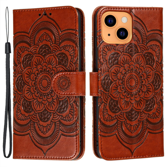 Housse iPhone 13 mini Mandala Floral Portefeuille Support Modèle 2