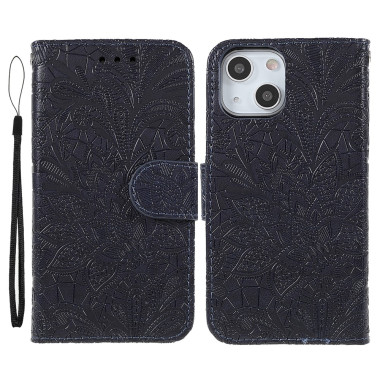 Housse iPhone 13 mini Dentelle Fleurie Portefeuille Support