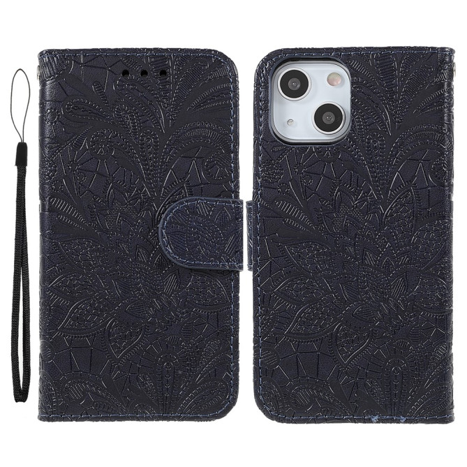 Housse iPhone 13 mini Dentelle Fleurie Portefeuille Support