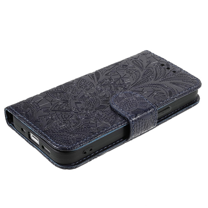 Housse iPhone 13 mini Dentelle Fleurie Portefeuille Support