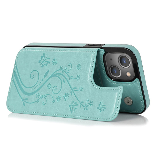 Housse iPhone 13 mini Fleurs Portefeuille Support Modèle 2
