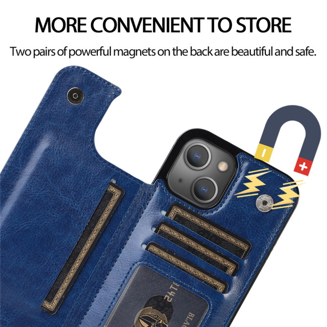 Housse iPhone 13 mini Portefeuille Support Crazy Horse Modèle 2