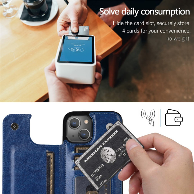 Housse iPhone 13 mini Portefeuille Support Crazy Horse Modèle 2