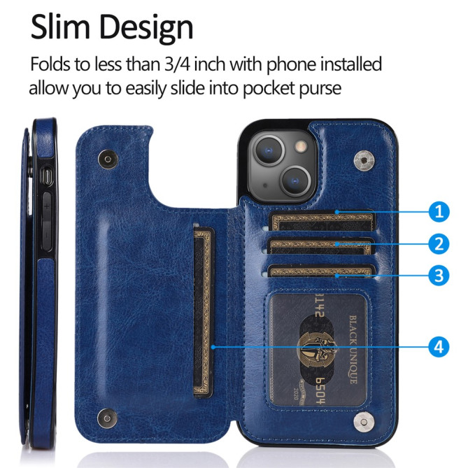Housse iPhone 13 mini Portefeuille Support Crazy Horse Modèle 2