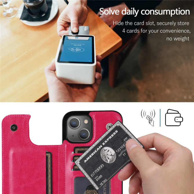 Housse iPhone 13 mini Portefeuille Support Crazy Horse Modèle 2