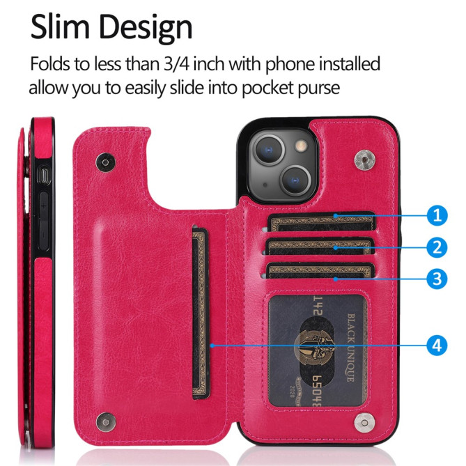 Housse iPhone 13 mini Portefeuille Support Crazy Horse Modèle 2