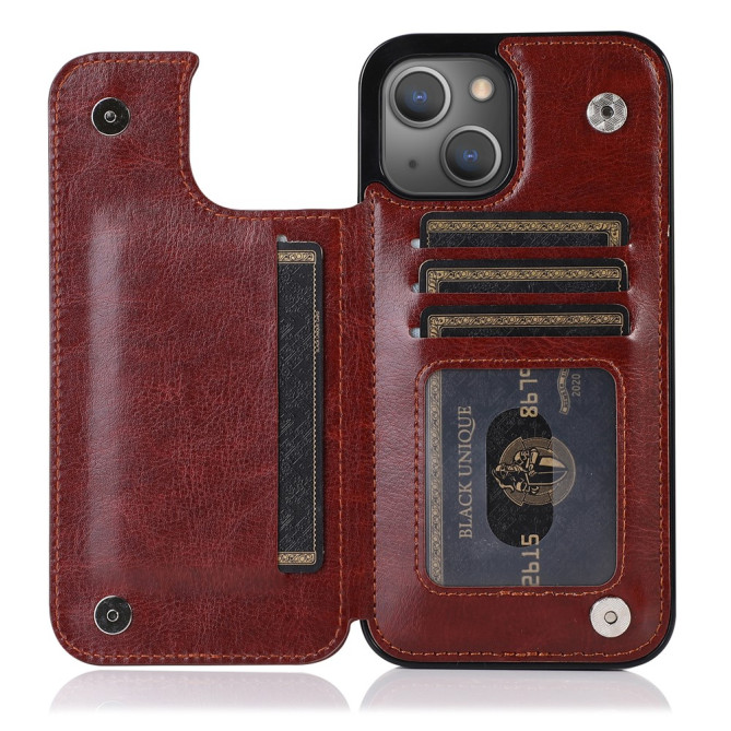 Housse iPhone 13 mini Portefeuille Support Crazy Horse Modèle 2