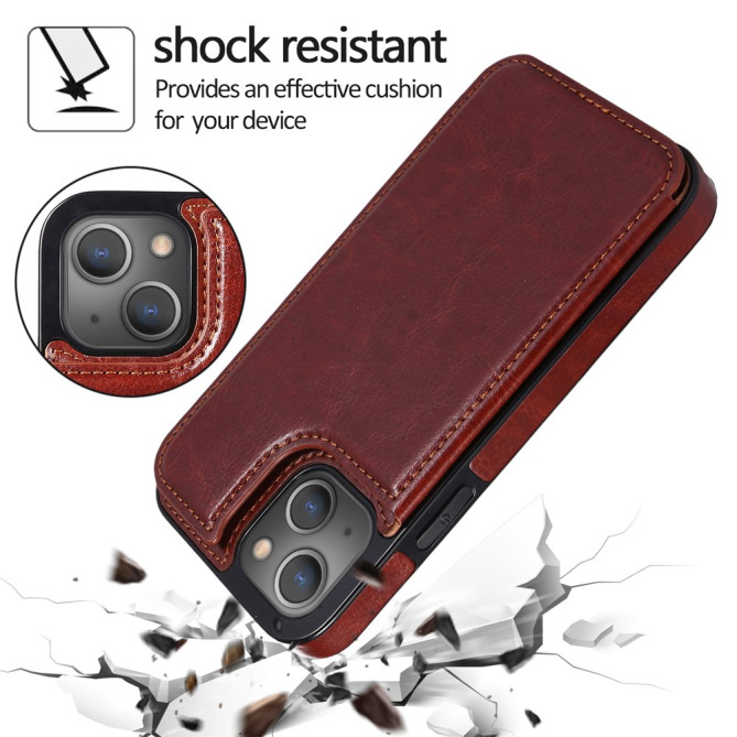 Housse iPhone 13 mini Portefeuille Support Crazy Horse Modèle 2