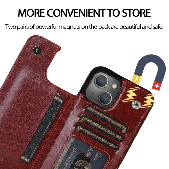 Housse iPhone 13 mini Portefeuille Support Crazy Horse Modèle 2