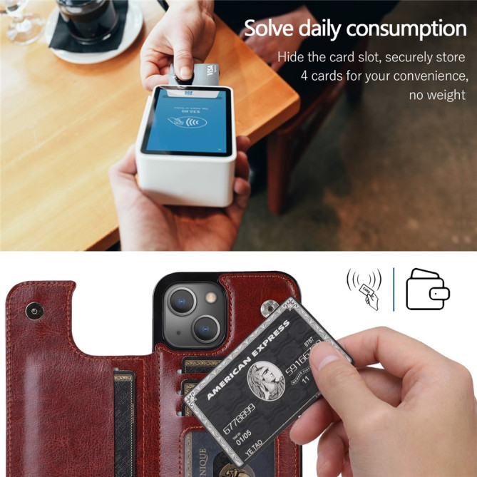 Housse iPhone 13 mini Portefeuille Support Crazy Horse Modèle 2