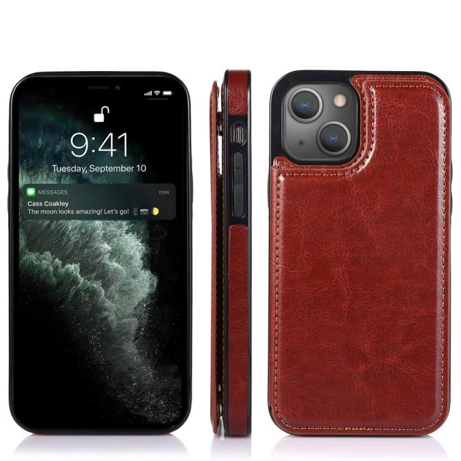 Housse iPhone 13 mini Portefeuille Support Crazy Horse Modèle 2
