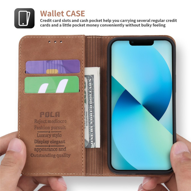 Housse iPhone 13 mini POLA Portefeuille Support Rétro