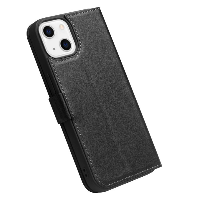 Housse iPhone 13 mini QIALINO Portefeuille Cuir Véritable