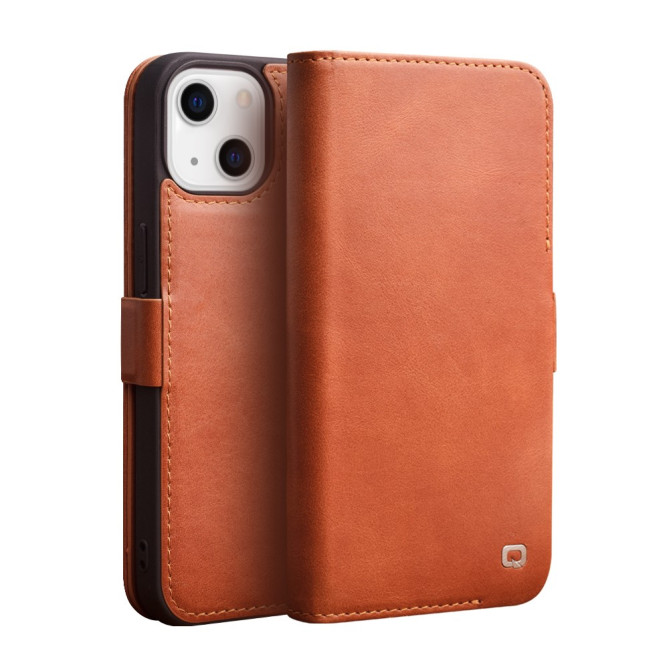 Housse iPhone 13 mini QIALINO Portefeuille Cuir Véritable