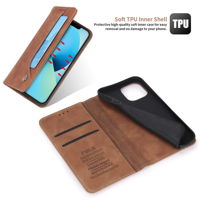 Housse iPhone 13 mini POLA Portefeuille Support Rétro