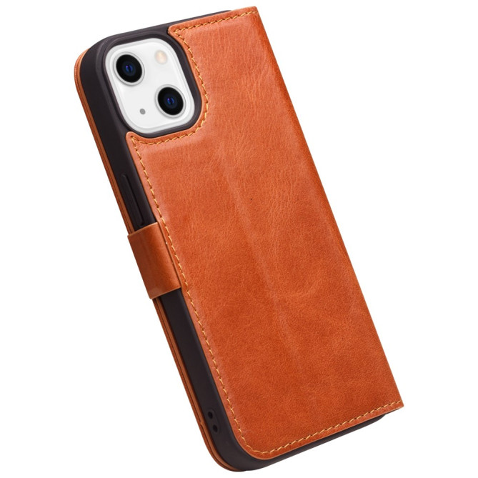Housse iPhone 13 mini QIALINO Portefeuille Cuir Véritable