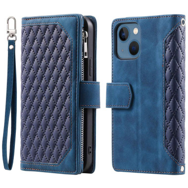 Housse iPhone 13 mini Portefeuille Fermeture Éclair Losange Modèle 2