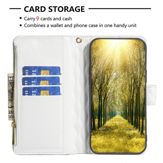 Housse iPhone 13 mini Portefeuille Fermeture Éclair Losange