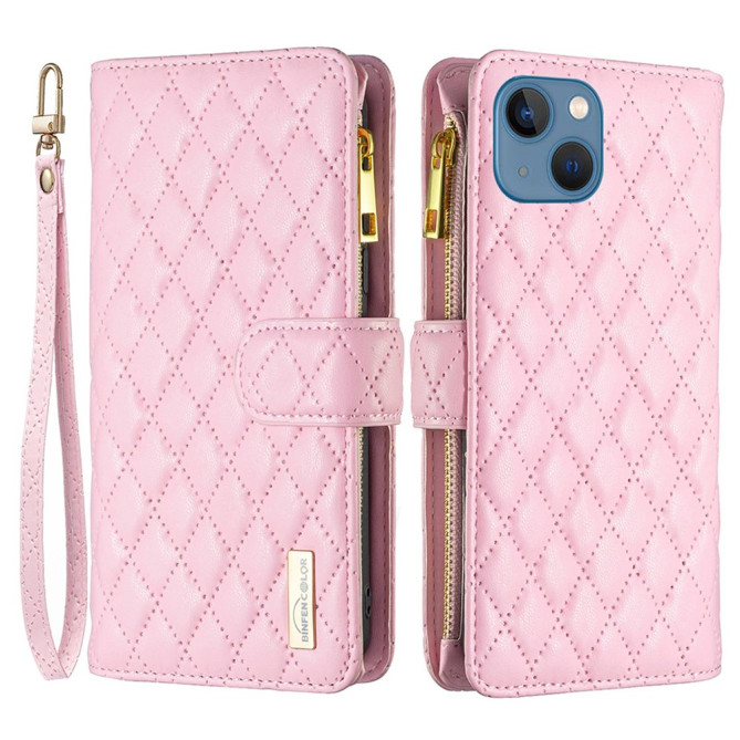 Housse iPhone 13 mini Portefeuille Fermeture Éclair Losange