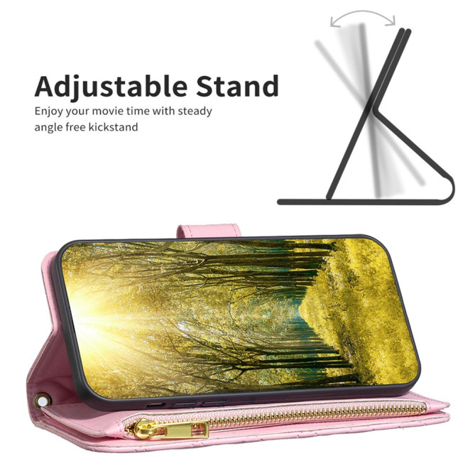 Housse iPhone 13 mini Portefeuille Fermeture Éclair Losange