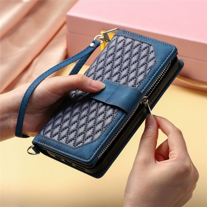 Housse iPhone 13 mini Portefeuille Fermeture Éclair Losange Modèle 2