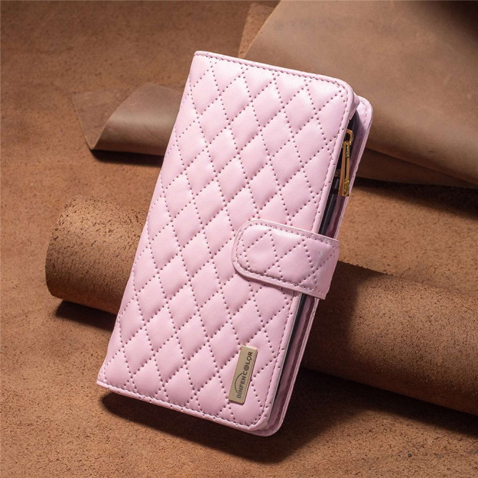 Housse iPhone 13 mini Portefeuille Fermeture Éclair Losange