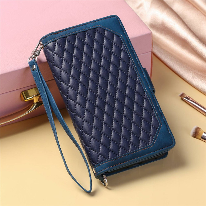 Housse iPhone 13 mini Portefeuille Fermeture Éclair Losange Modèle 2