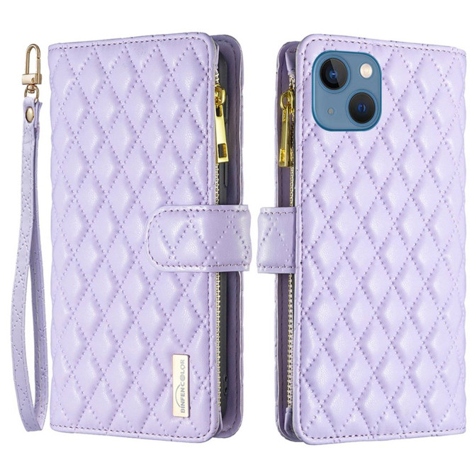 Housse iPhone 13 mini Portefeuille Fermeture Éclair Losange