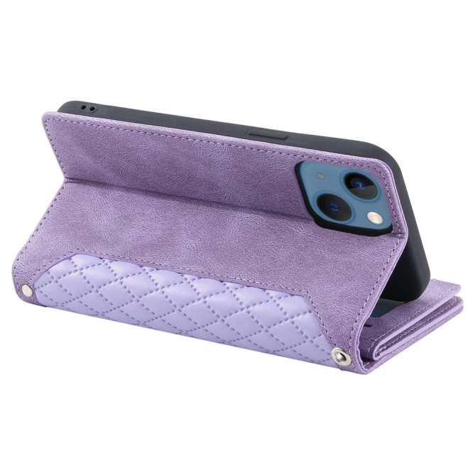 Housse iPhone 13 mini Portefeuille Fermeture Éclair Losange Modèle 2