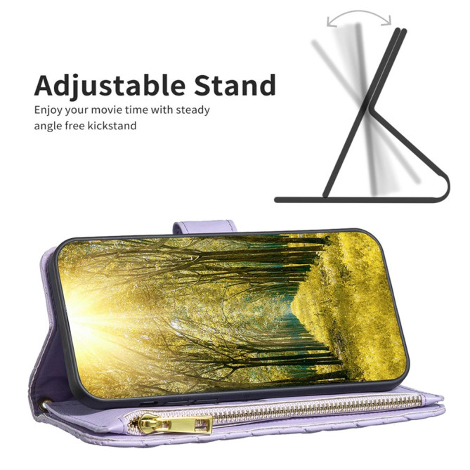 Housse iPhone 13 mini Portefeuille Fermeture Éclair Losange