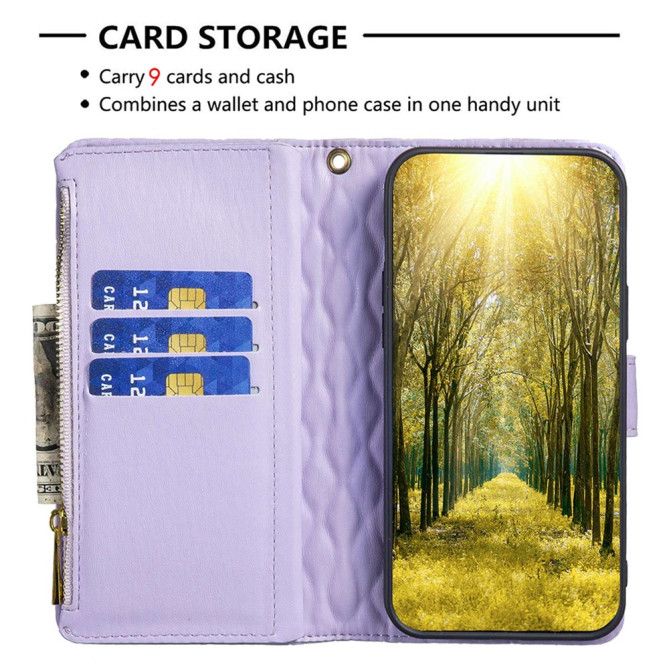 Housse iPhone 13 mini Portefeuille Fermeture Éclair Losange