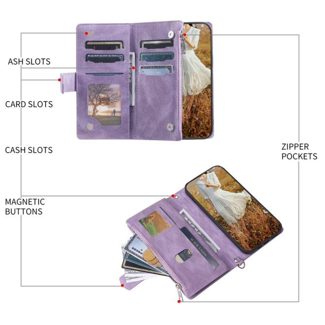 Housse iPhone 13 mini Portefeuille Fermeture Éclair Losange Modèle 2