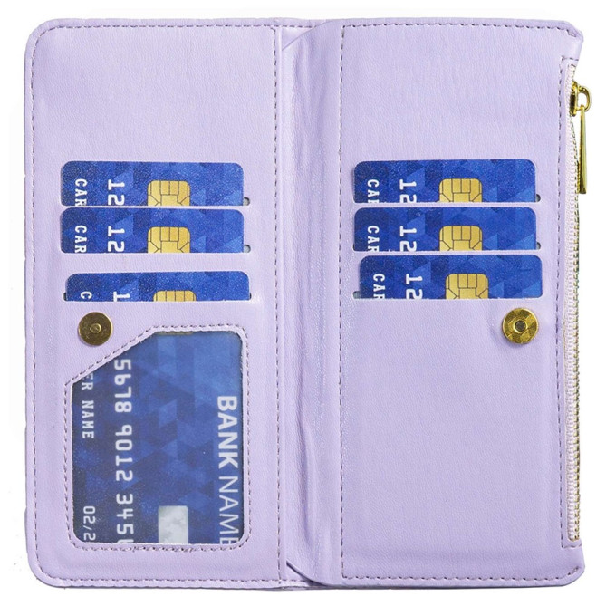 Housse iPhone 13 mini Portefeuille Fermeture Éclair Losange