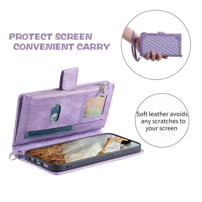Housse iPhone 13 mini Portefeuille Fermeture Éclair Losange Modèle 2