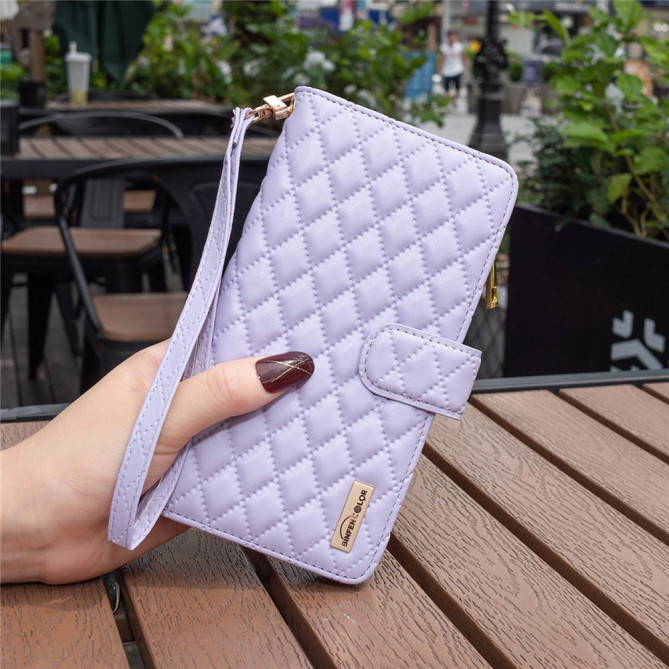 Housse iPhone 13 mini Portefeuille Fermeture Éclair Losange
