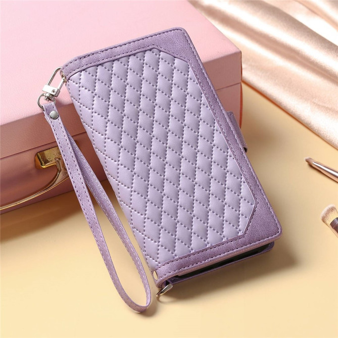 Housse iPhone 13 mini Portefeuille Fermeture Éclair Losange Modèle 2