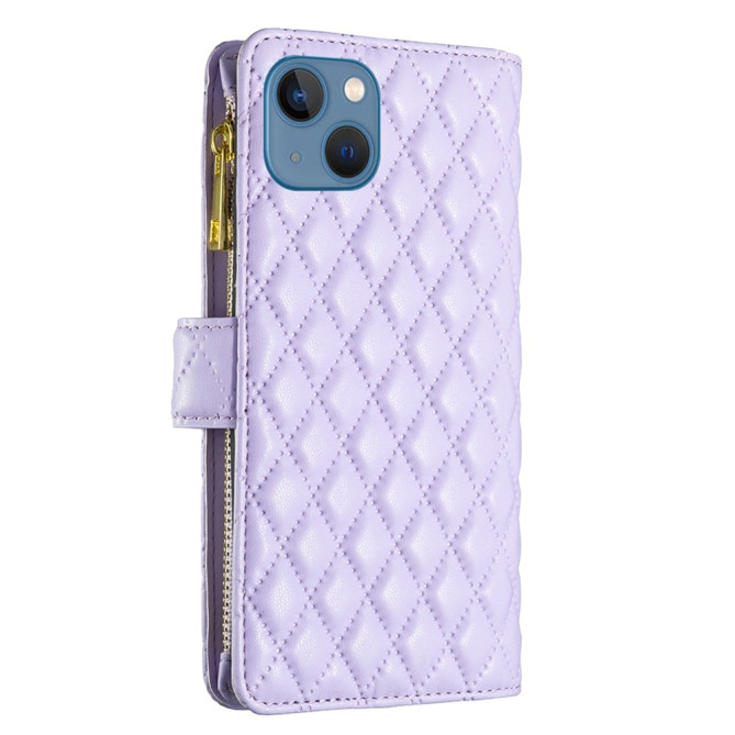 Housse iPhone 13 mini Portefeuille Fermeture Éclair Losange