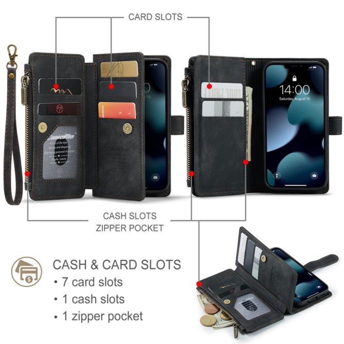 Housse iPhone 13 mini CASEME Portefeuille Fermeture Éclair Modèle 2