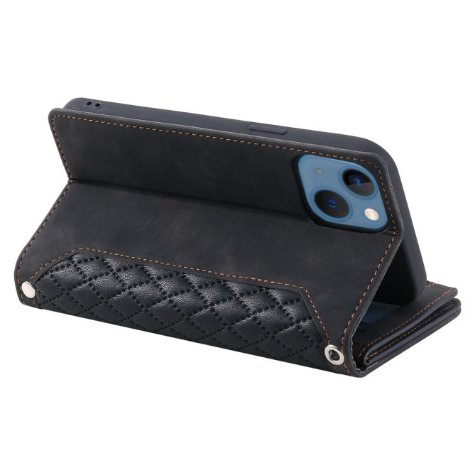 Housse iPhone 13 mini Portefeuille Fermeture Éclair Losange Modèle 3