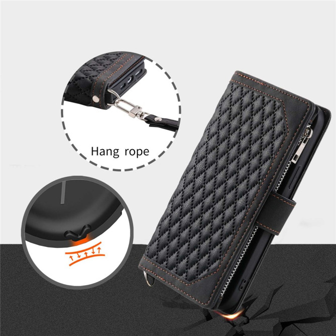 Housse iPhone 13 mini Portefeuille Fermeture Éclair Losange Modèle 3