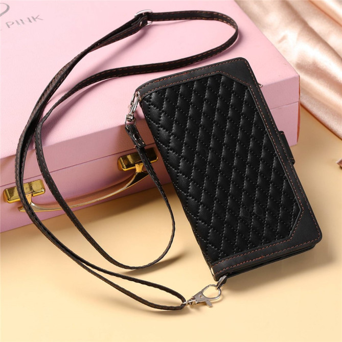 Housse iPhone 13 mini Portefeuille Fermeture Éclair Losange Modèle 3