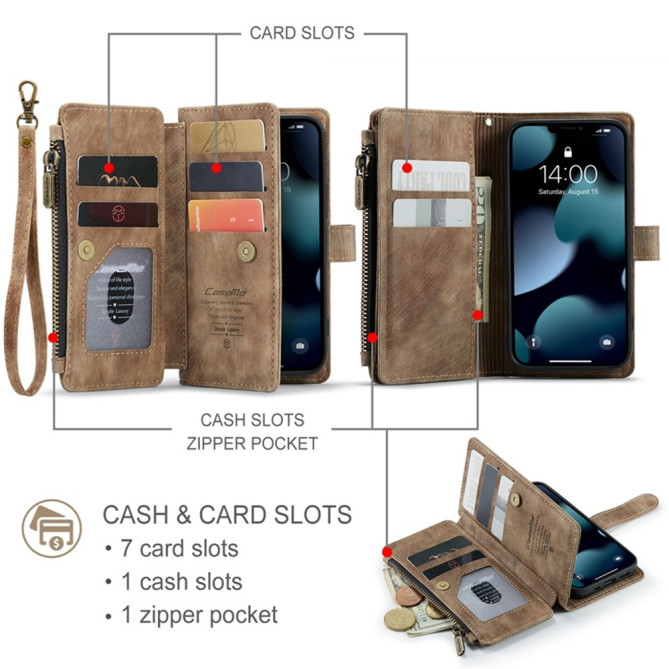 Housse iPhone 13 mini CASEME Portefeuille Fermeture Éclair Modèle 2