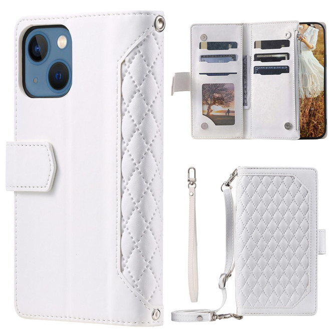Housse iPhone 13 mini Portefeuille Fermeture Éclair Losange Modèle 3