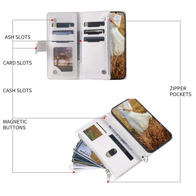 Housse iPhone 13 mini Portefeuille Fermeture Éclair Losange Modèle 3