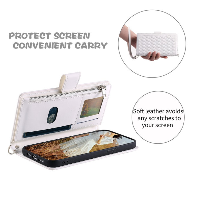 Housse iPhone 13 mini Portefeuille Fermeture Éclair Losange Modèle 3