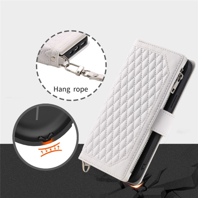 Housse iPhone 13 mini Portefeuille Fermeture Éclair Losange Modèle 3