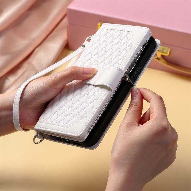 Housse iPhone 13 mini Portefeuille Fermeture Éclair Losange Modèle 3